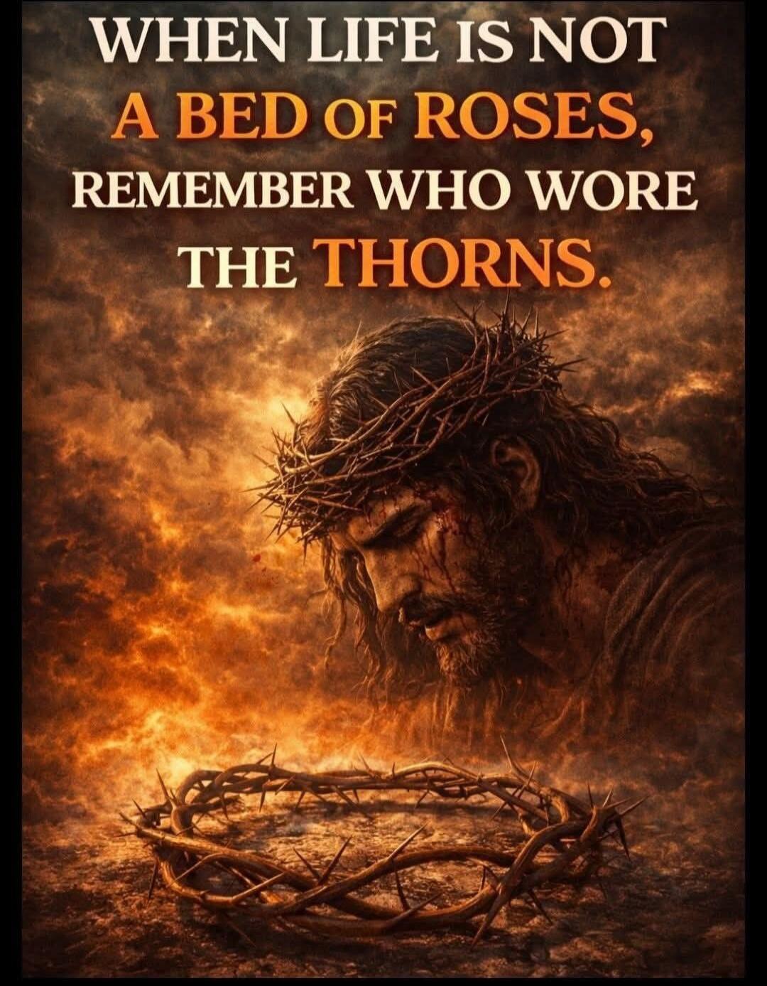 WHEN LIFE IS NOT A BED OF ROSES, REMEMBER WHO WORE THE THORNS.