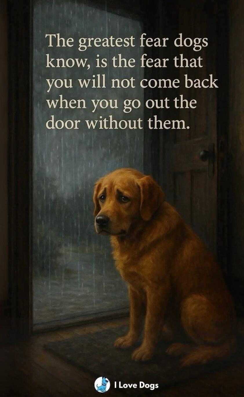 The greatest fear dogs know, is the fear that you will not come back when you go out the door without them. I Love Dogs
