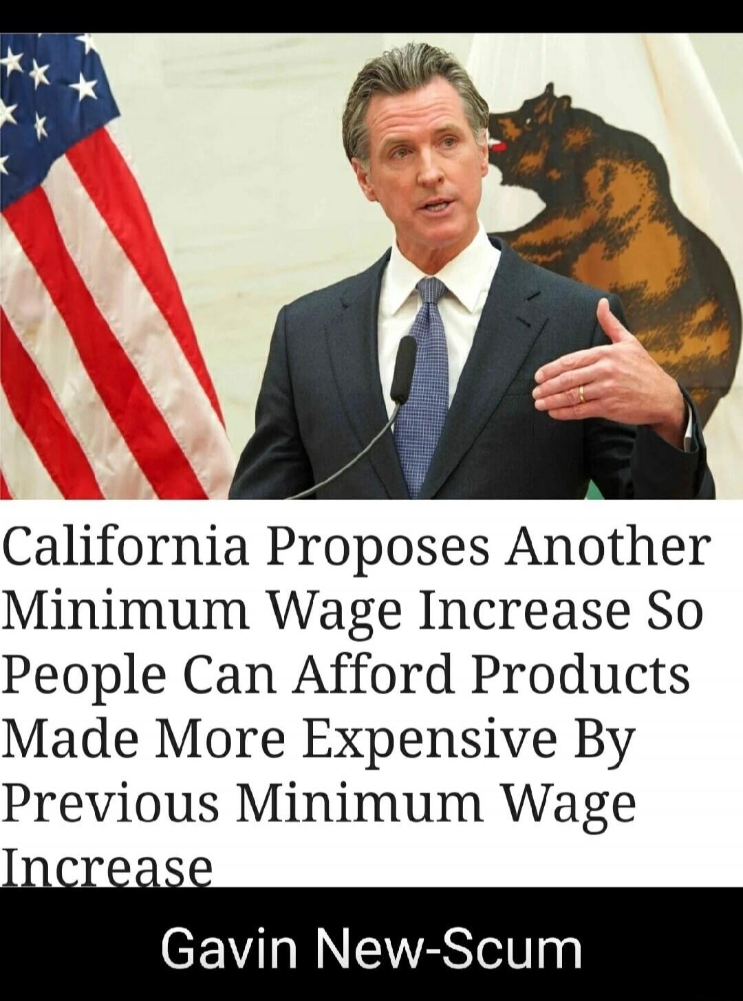 California Proposes Another Minimum Wage Increase So People Can Afford Products Made More Expensive By Previous Minimum Wage Increase
Gavin New-Scum