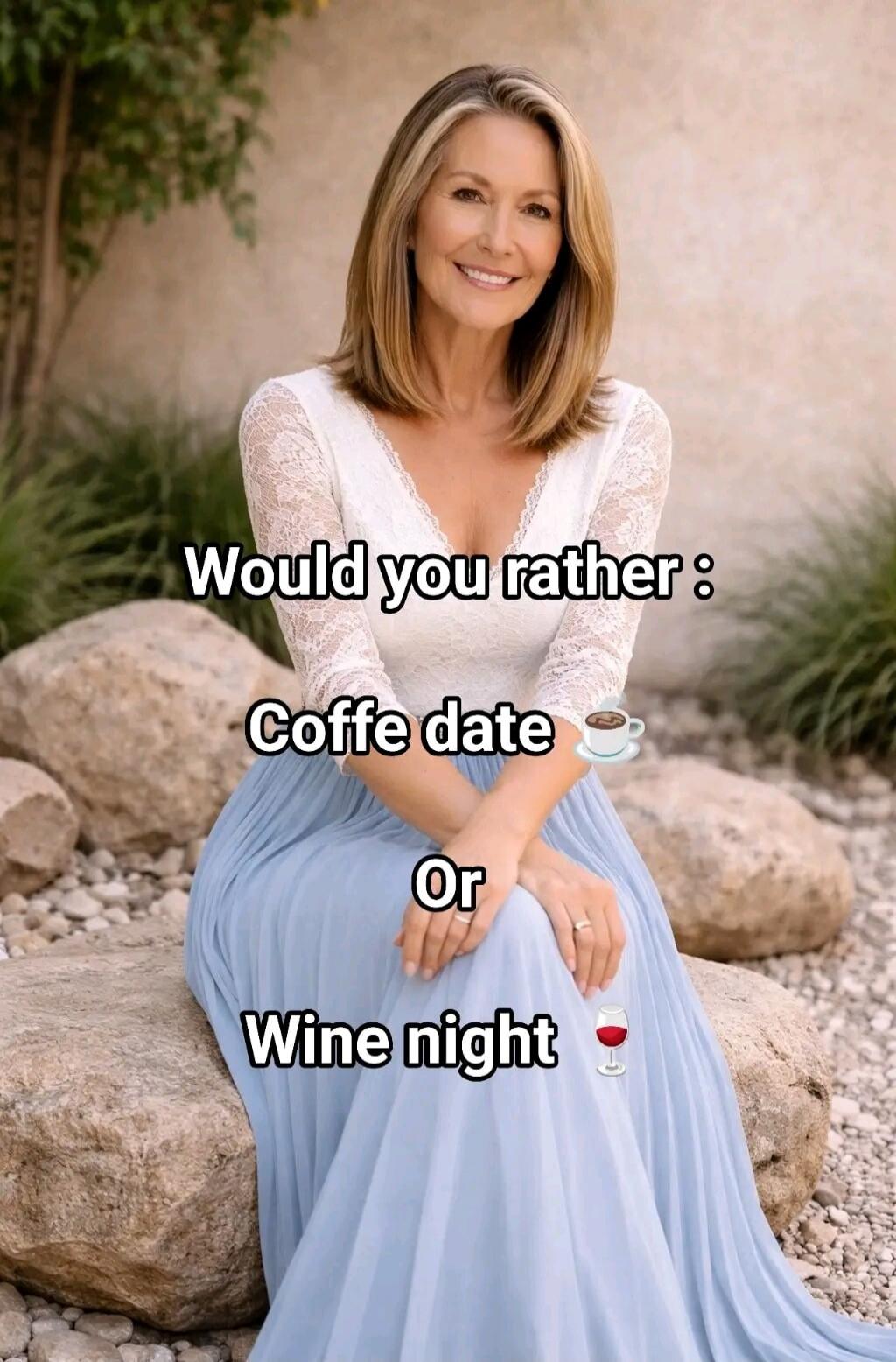Would you rather: Coffe date ☕ Or Wine night 🍷