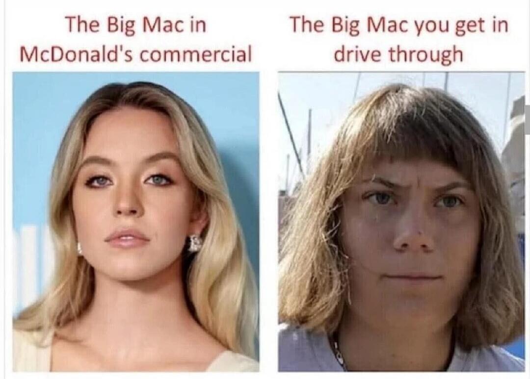 The Big Mac in McDonald's commercial. The Big Mac you get in drive through.