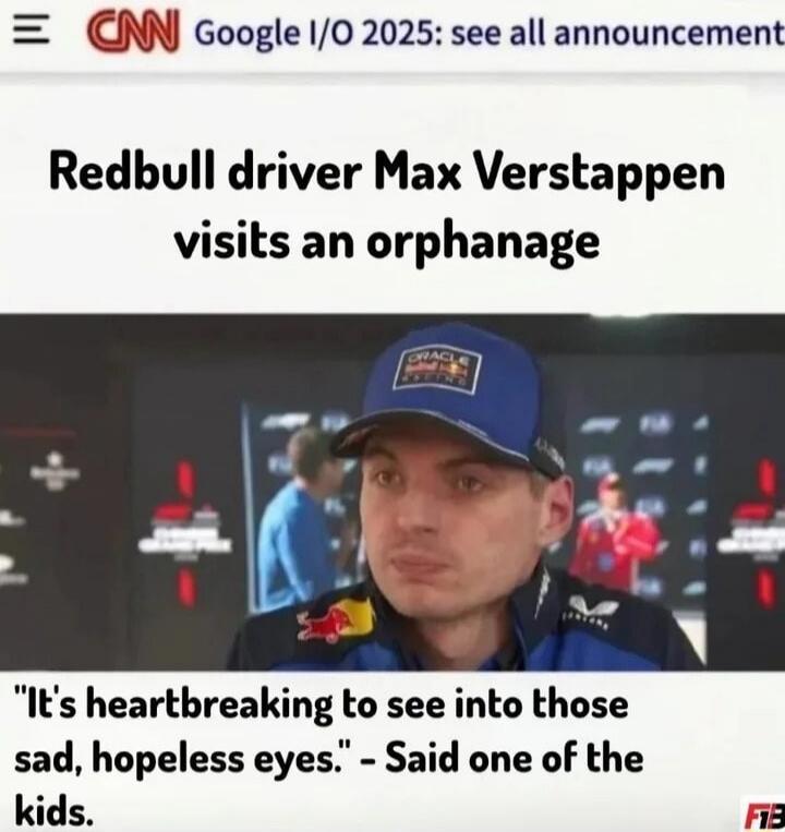 Redbull driver Max Verstappen visits an orphanage. 