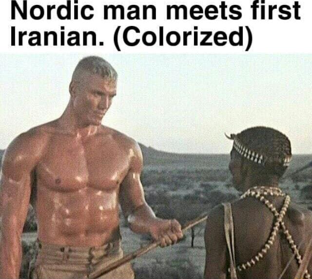 Nordic man meets first Iranian Colorized