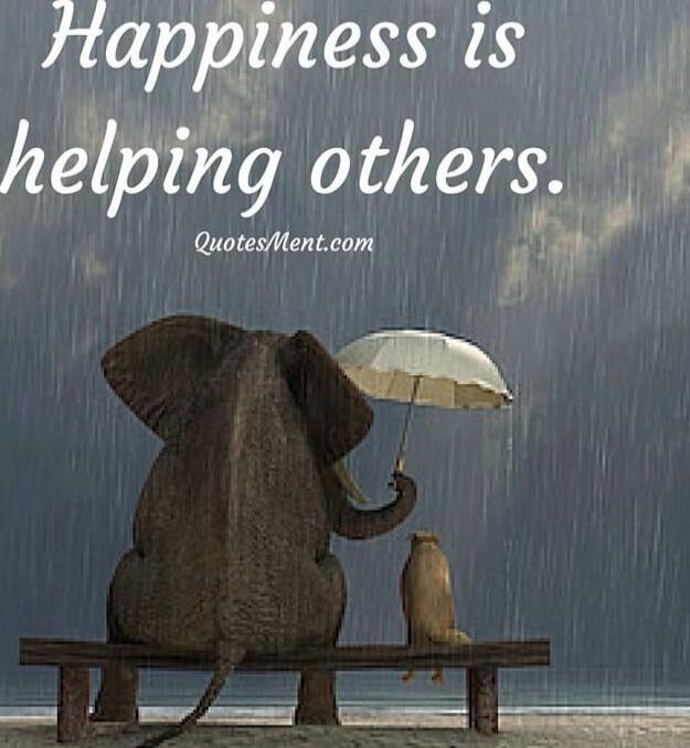 Happiness is helping others.