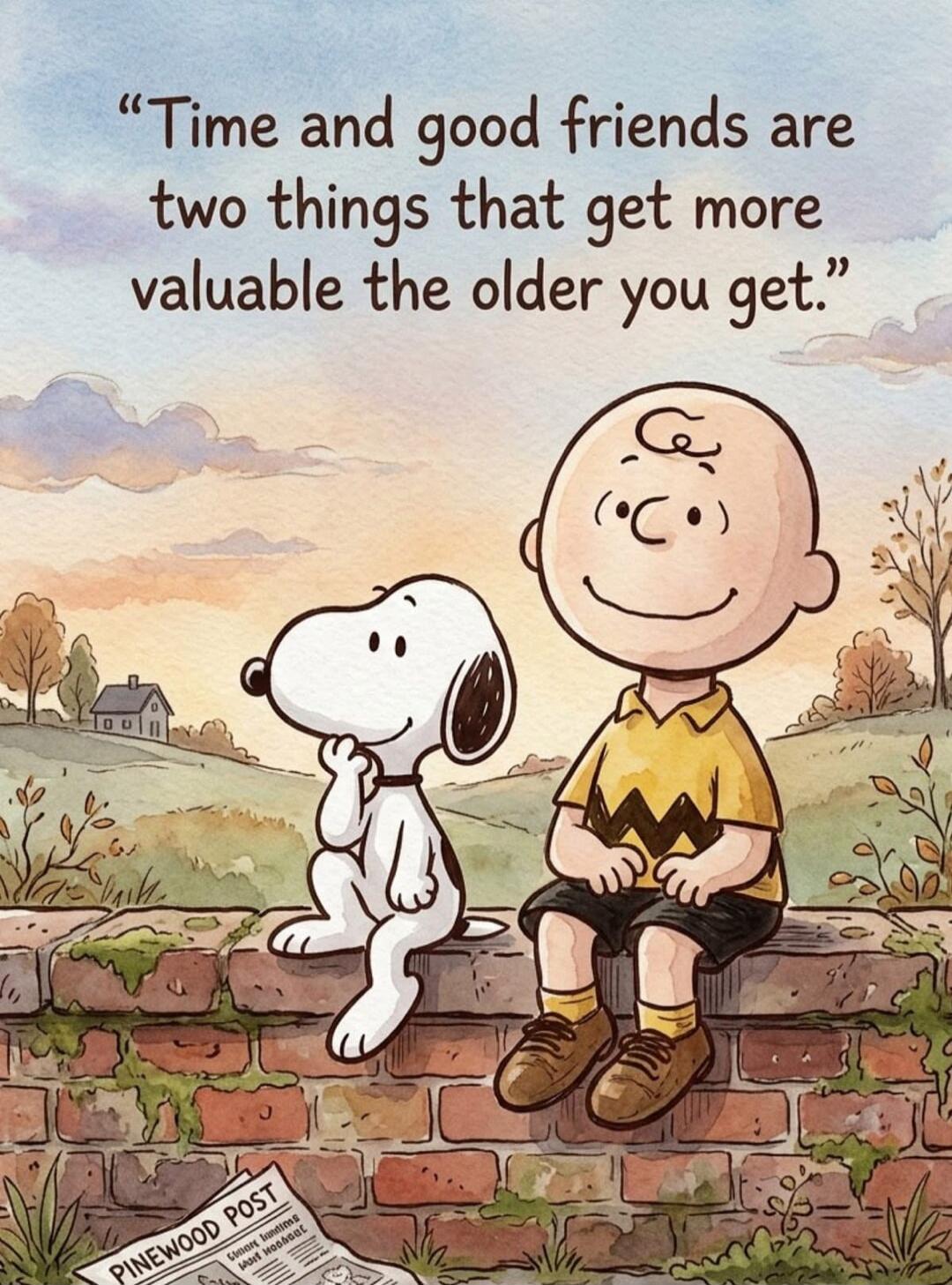 Time and good friends are two things that get more valuable the older you get. PINEWOOD POST