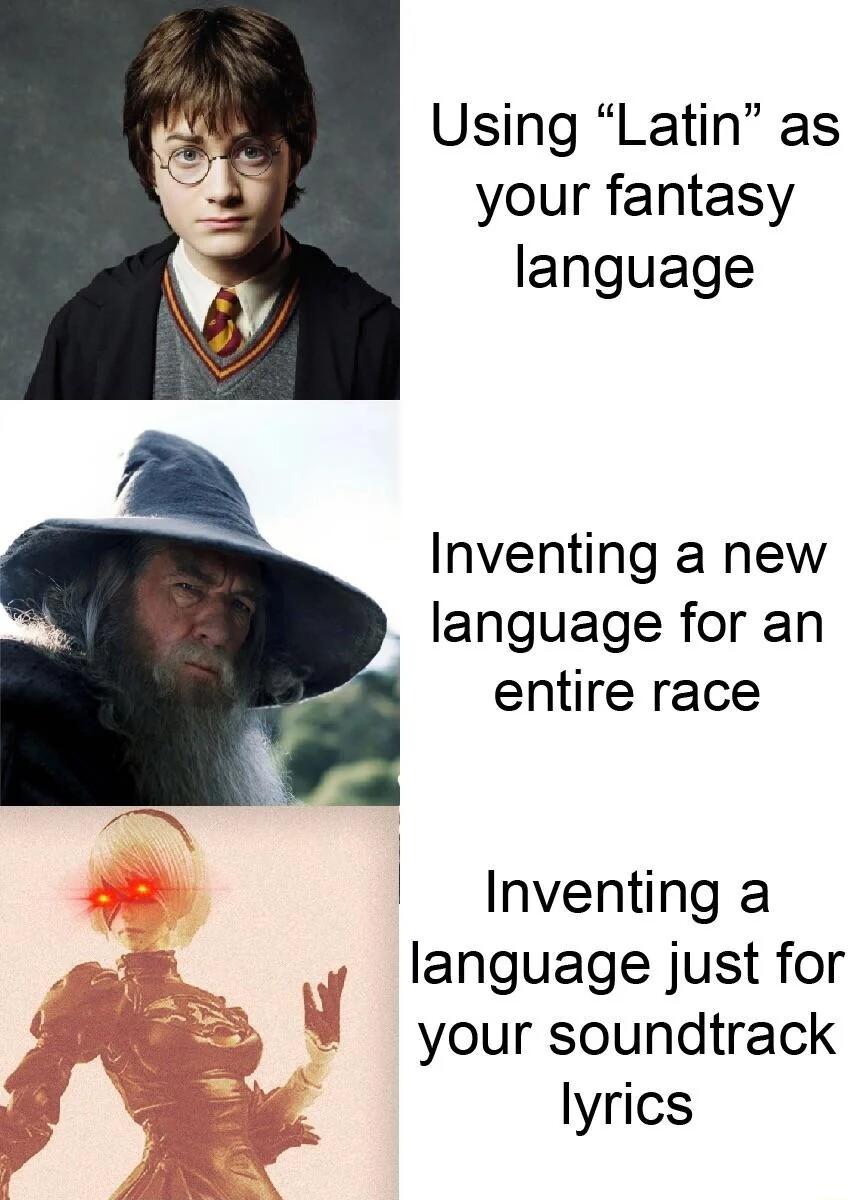Using Latin as your fantasy language Inventing a new language for an entire race Inventing a language just for your soundtrack lyrics