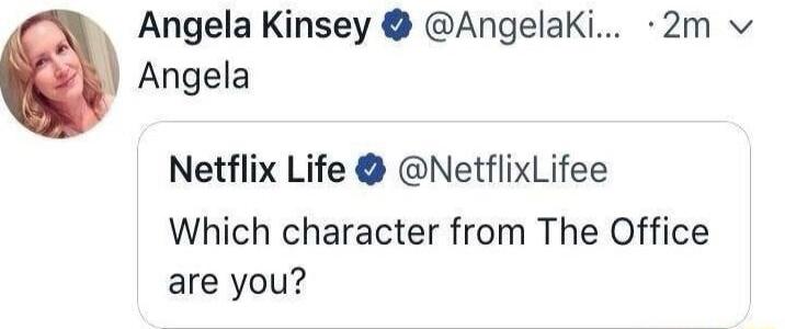 Angela Kinsey AngelaKi 2m v Angela Netflix Life NetflixLifee Which character from The Office are you