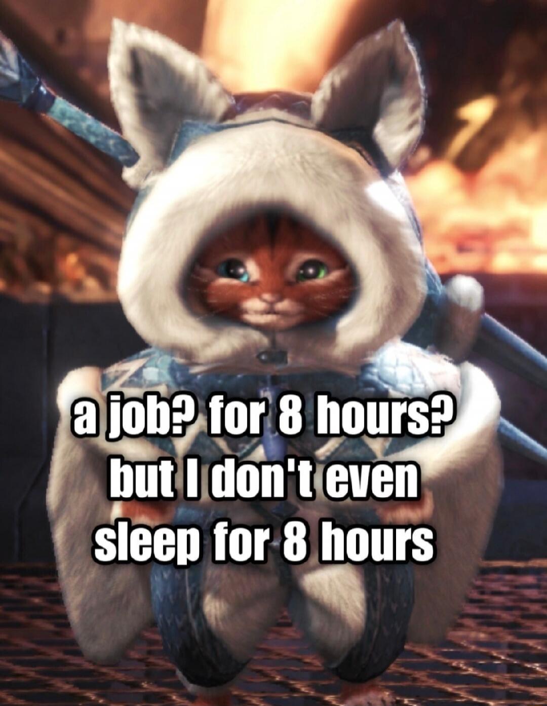 a job? for 8 hours? but I don't even sleep for 8 hours