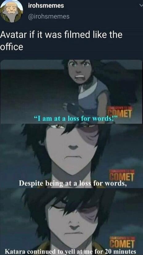 irohsmemes b YN irohsmemes AVE TR MRV ER il e NGRS office _J Despite bhg for wors Katara contin q for 20 minutes