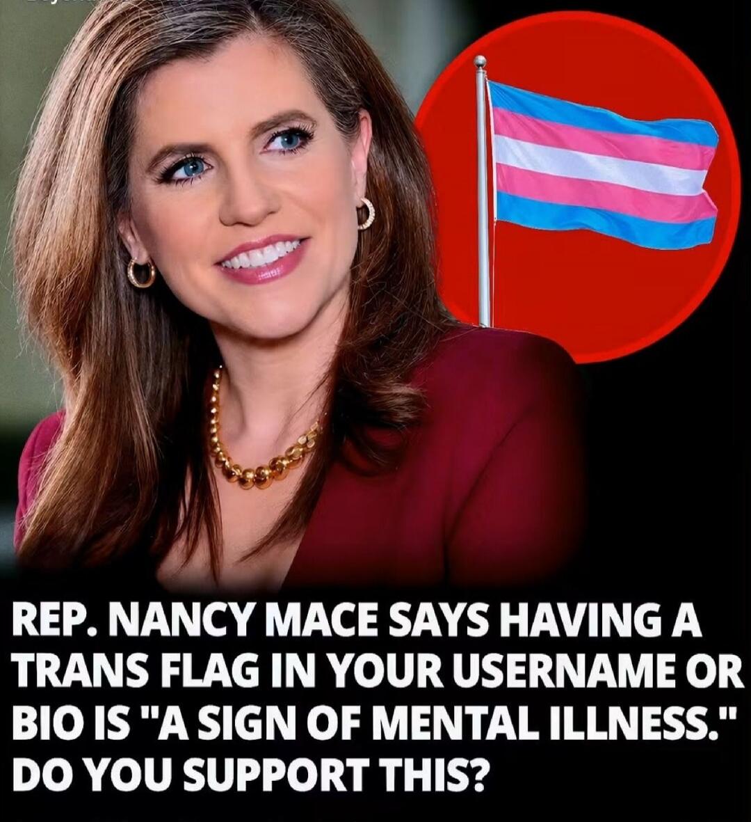 REP. NANCY MACE SAYS HAVING A TRANS FLAG IN YOUR USERNAME OR BIO IS 