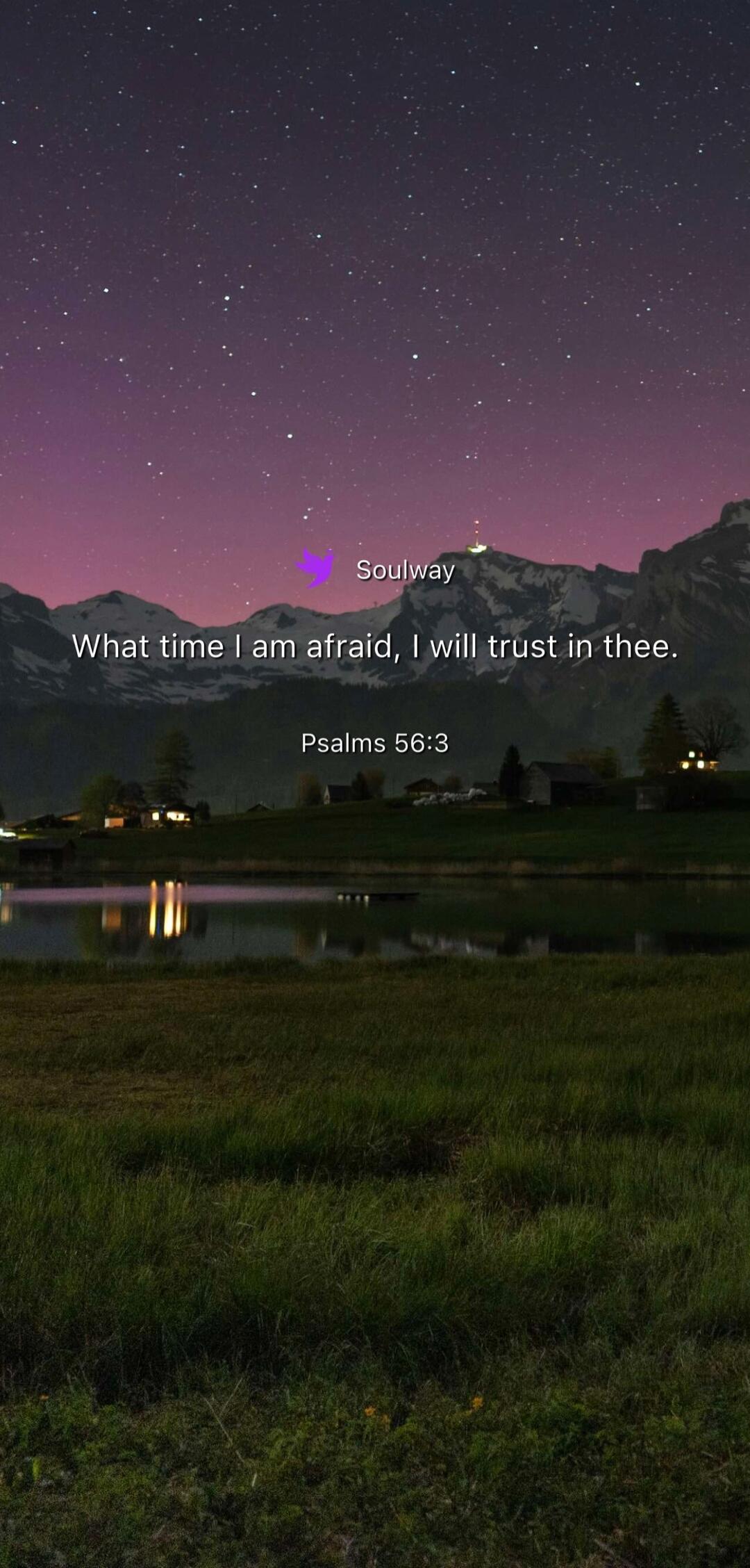 Soulway What time I am afraid, I will trust in thee. Psalms 56:3