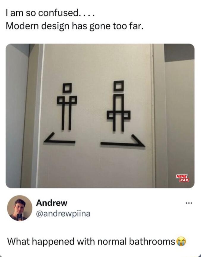 lam so confused Modern design has gone too far Andrew andrewpiina hat happened with normal bathrooms