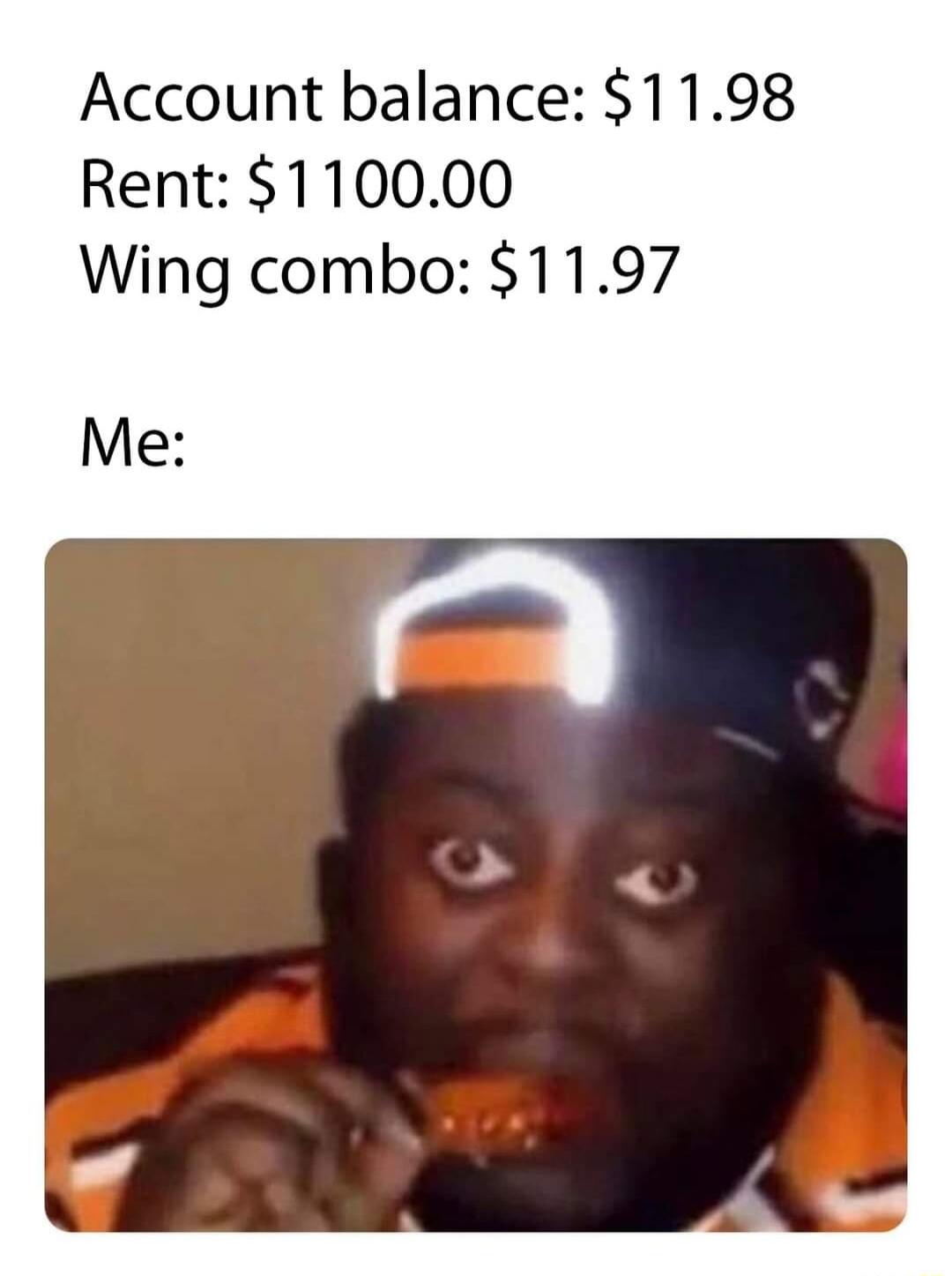 Account balance 1198 Rent 110000 Wing combo 1197 Me