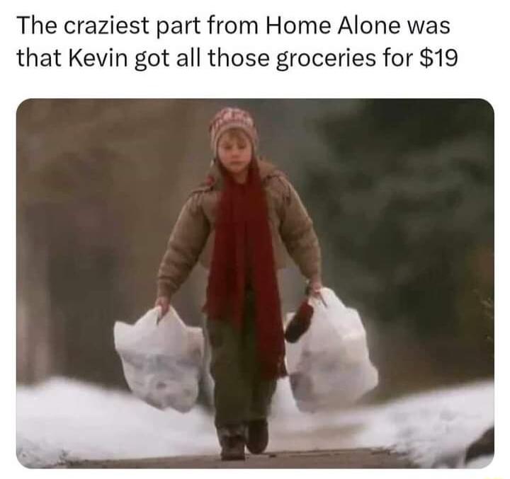 The craziest part from Home Alone was that Kevin got all those groceries for 19