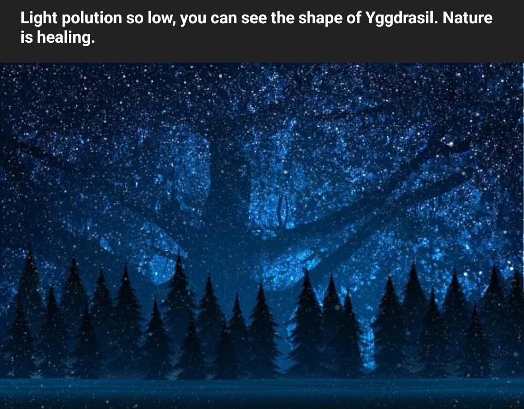 Light polution so low you can see the shape of Yggdrasil Nature is healing