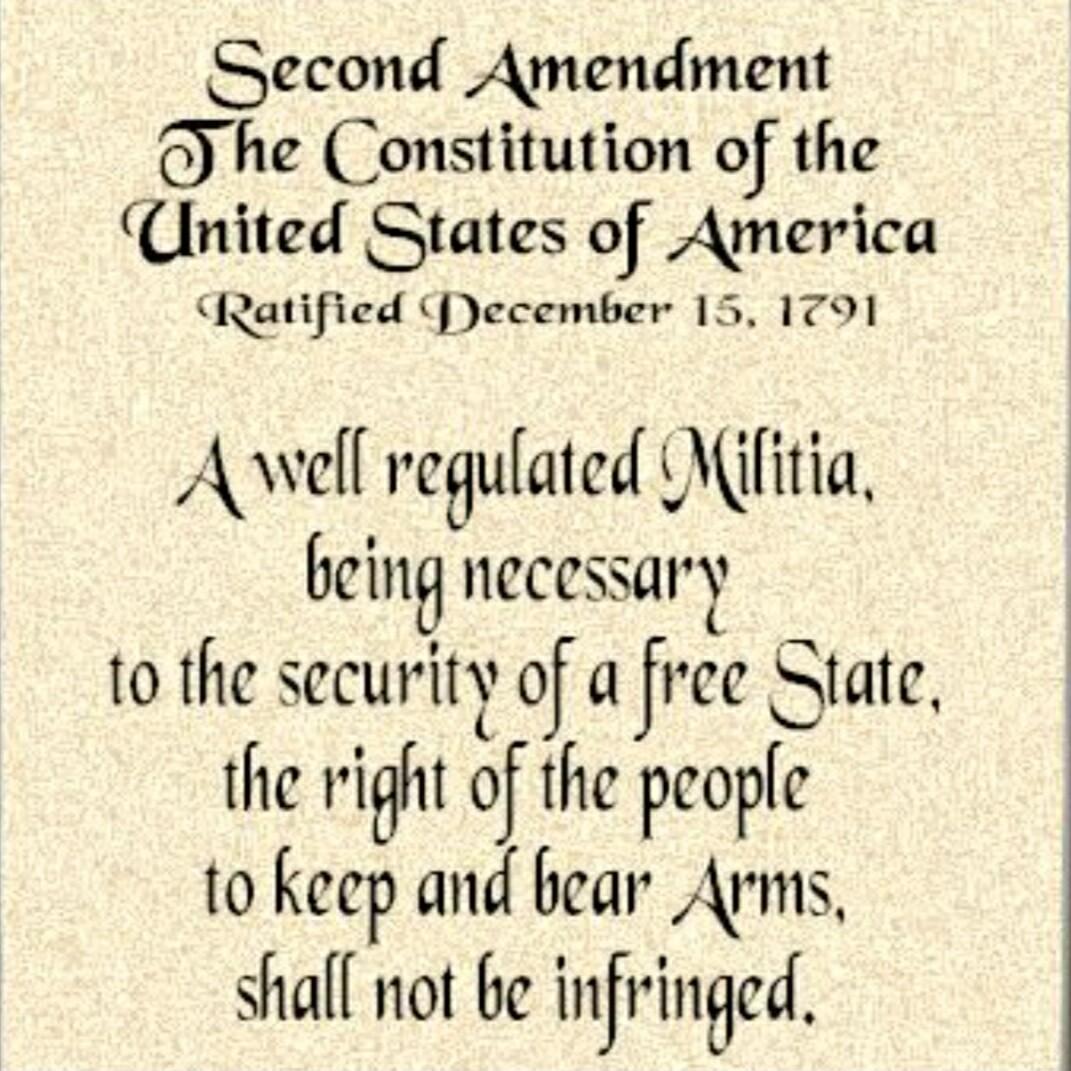 Second Amendment he Constitution of the United States of America Ratified fyecember 15 1791 Awell regulated ONlitia being necessary to the security of a cc State 0 l the right of the people to keep and bear Arms shall not be infringed