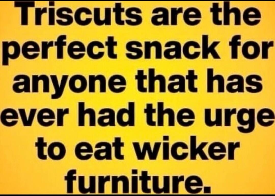 Triscuits are the perfect snack for anyone that has ever had the urge to eat wicker furniture.