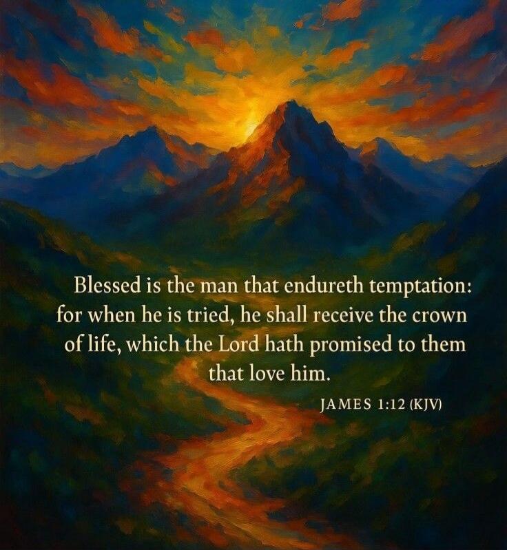 Blessed is the man that endureth temptation: for when he is tried, he shall receive the crown of life, which the Lord hath promised to them that love him. JAMES 1:12 (KJV)