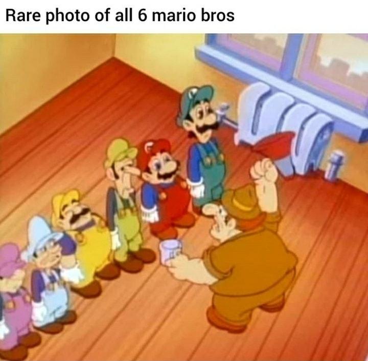 Rare photo of all 6 mario bros