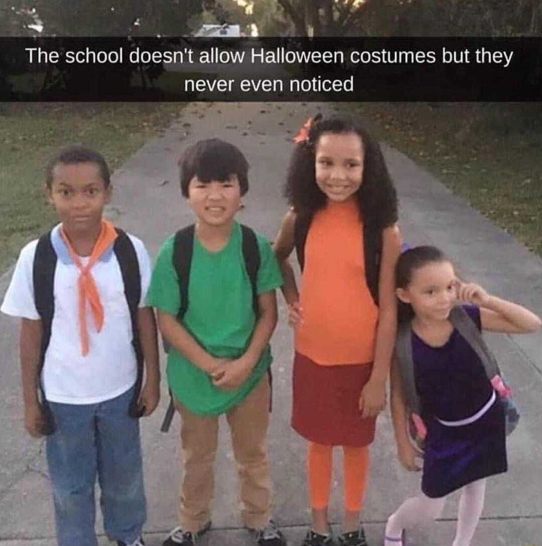 The school doesn't allow Halloween costumes but they never even noticed