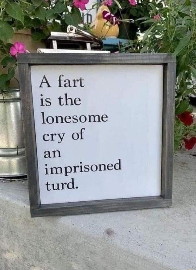 A fart is the lonesome cry of an imprisoned turd