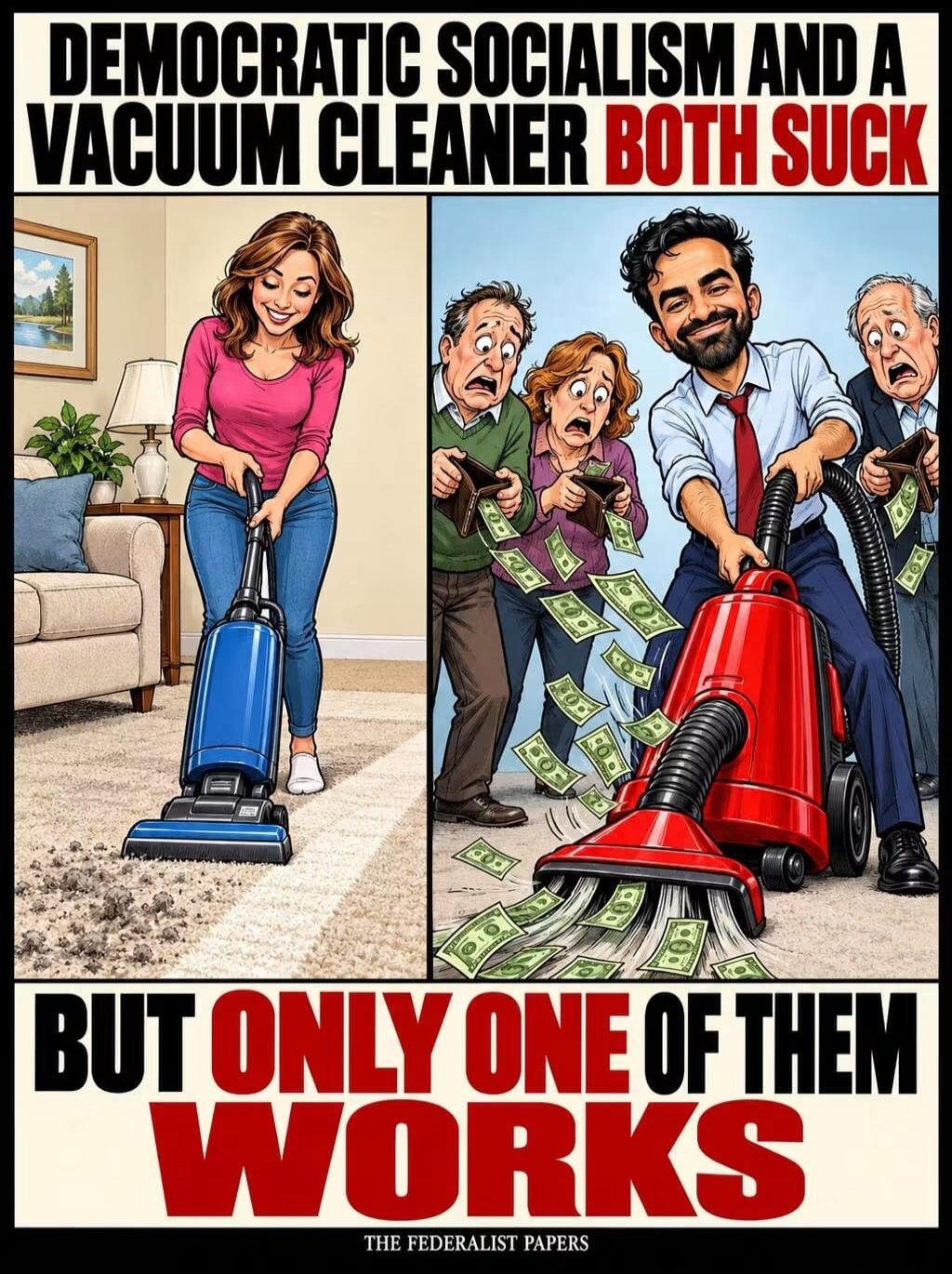DEMOCRATIC SOCIALISM AND A VACUUM CLEANER BOTH SUCK BUT ONLY ONE OF THEM WORKS THE FEDERALIST PAPERS