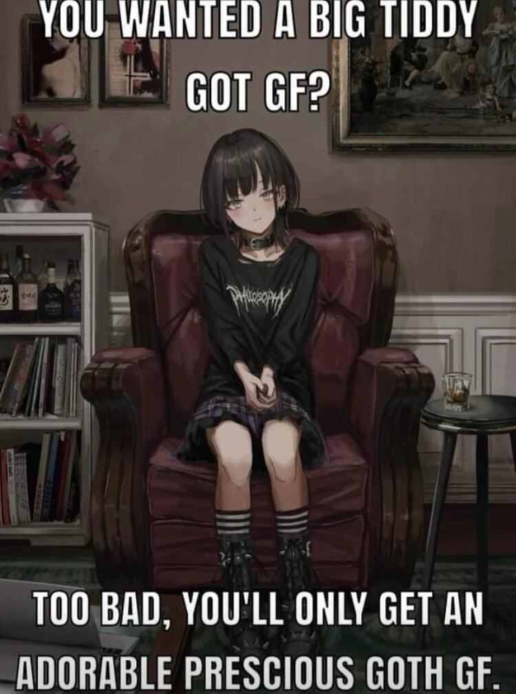 YOU WANTED ABIG TIDDY 5 gor ro i A T00BAD YOULL ONLY GET AN NDORABLE PRESCIOUS GOTH GF