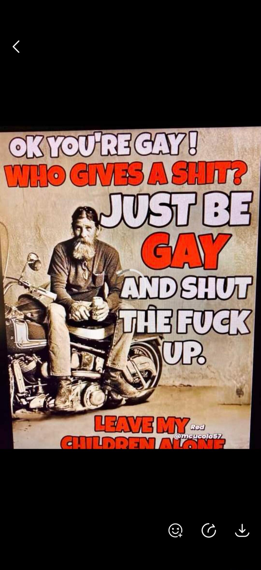 OK YOU'RE GAY! WHO GIVES A SHIT? JUST BE GAY AND SHUT THE FUCK UP. LEAVE MY CHILDREN ALONE.