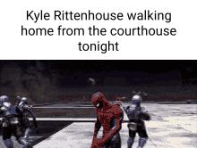 Kyle Rittenhouse walking home from the courthouse tonight