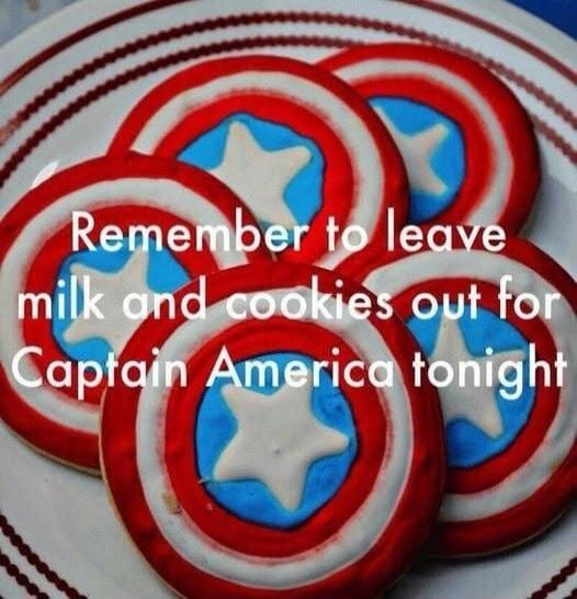 Remember to leave milk and cookies out for Captain America tonight