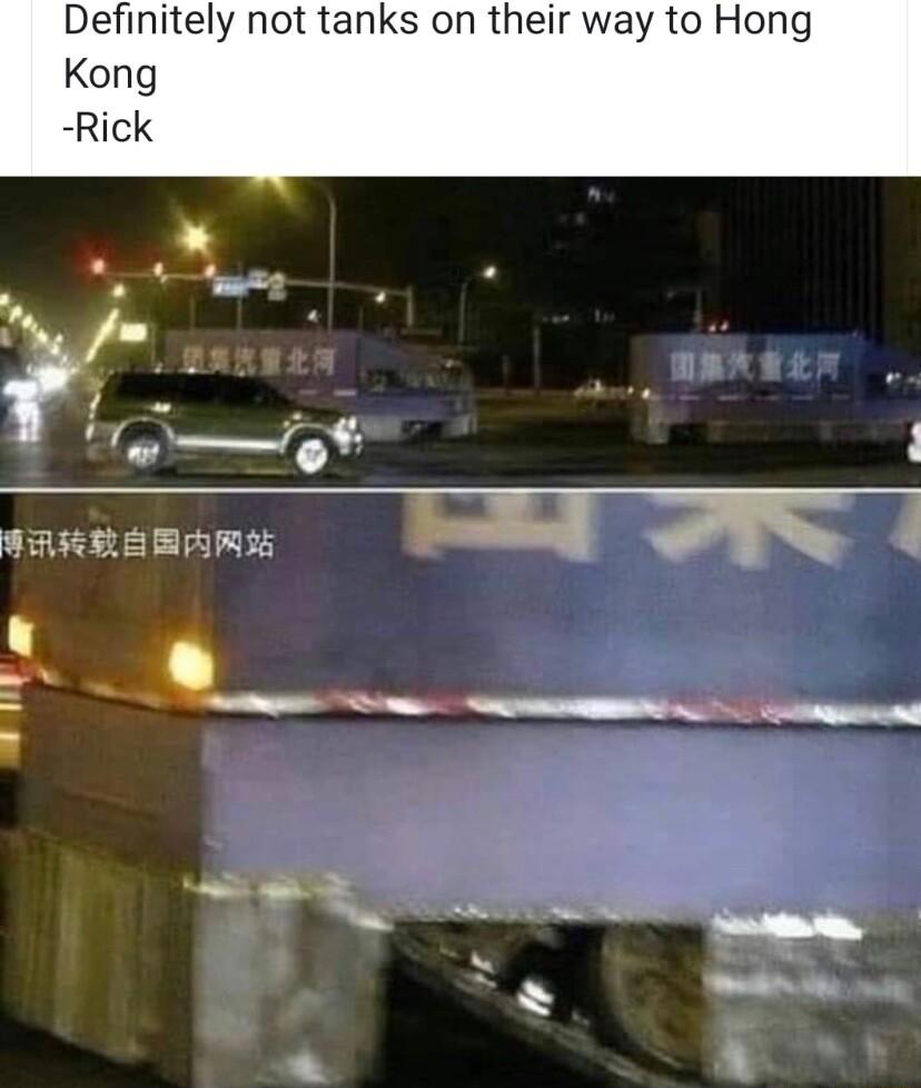 Definitely not tanks on their way to Hong Kong Rick
