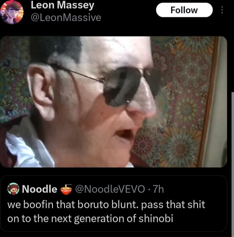 i QRIHIV RIS Noodle NoodleVEVO 7h we boofin that boruto blunt pass that shit LR CRG NN ECHETE R I Tel o