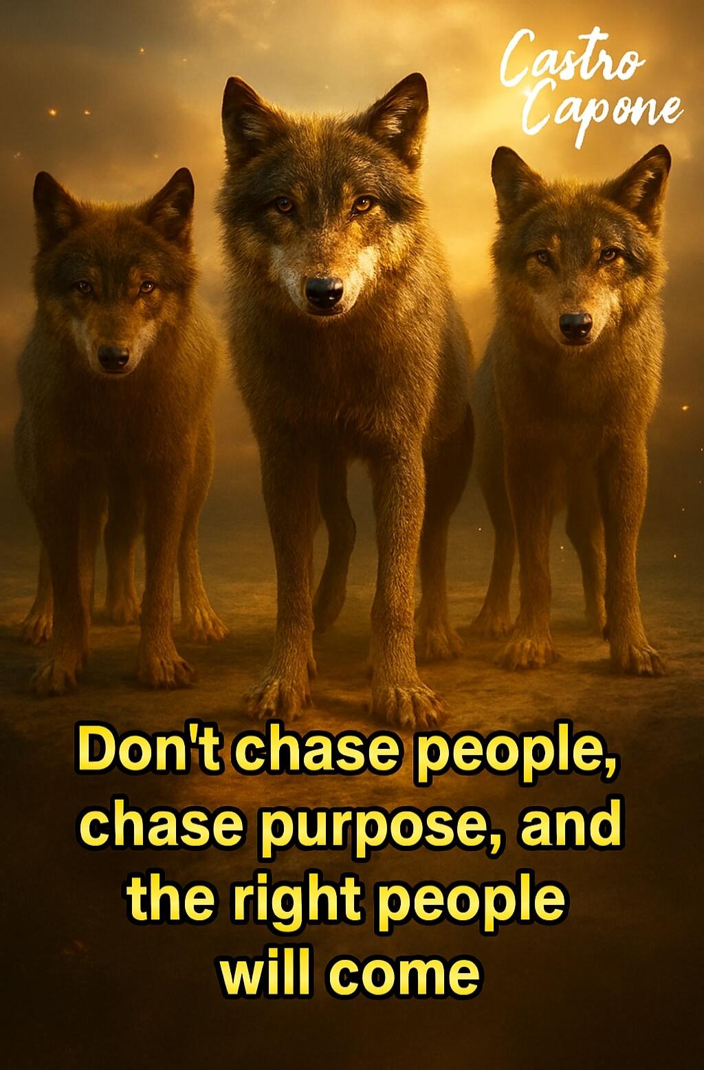 Don't chase people, chase purpose, and the right people will come
Castro Capone