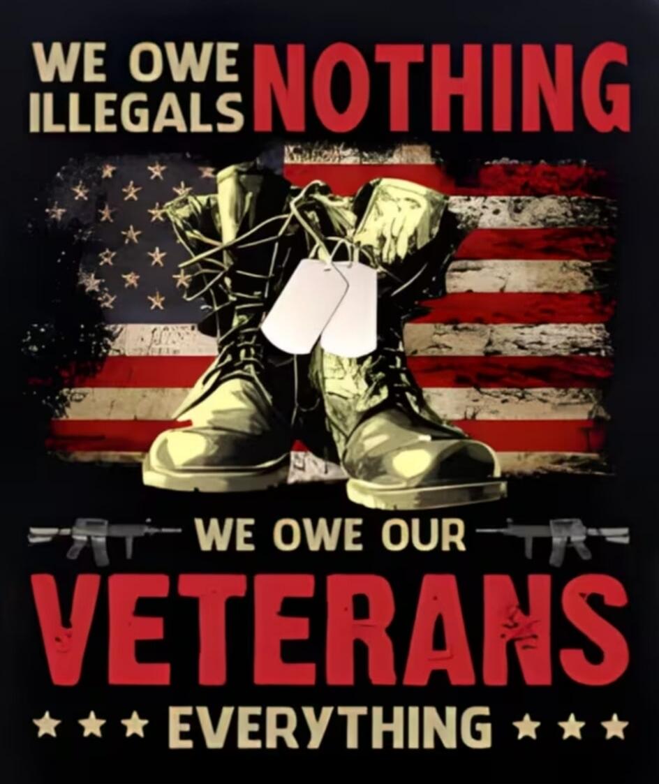 WE OWE ILLEGALS NOTHING WE OWE OUR VETERANS EVERYTHING