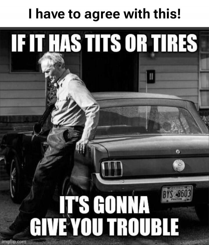 I have to agree with this! IF IT HAS TITS OR TIRES IT'S GONNA GIVE YOU TROUBLE
