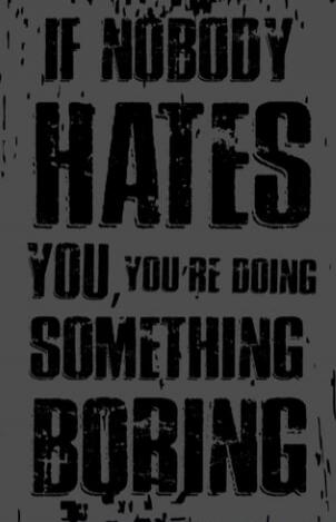 IF NOBODY HATES YOU, YOU'RE DOING SOMETHING BORING