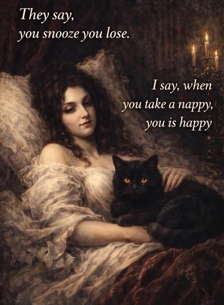 They say, you snooze you lose. I say, when you take a nappy, you is happy