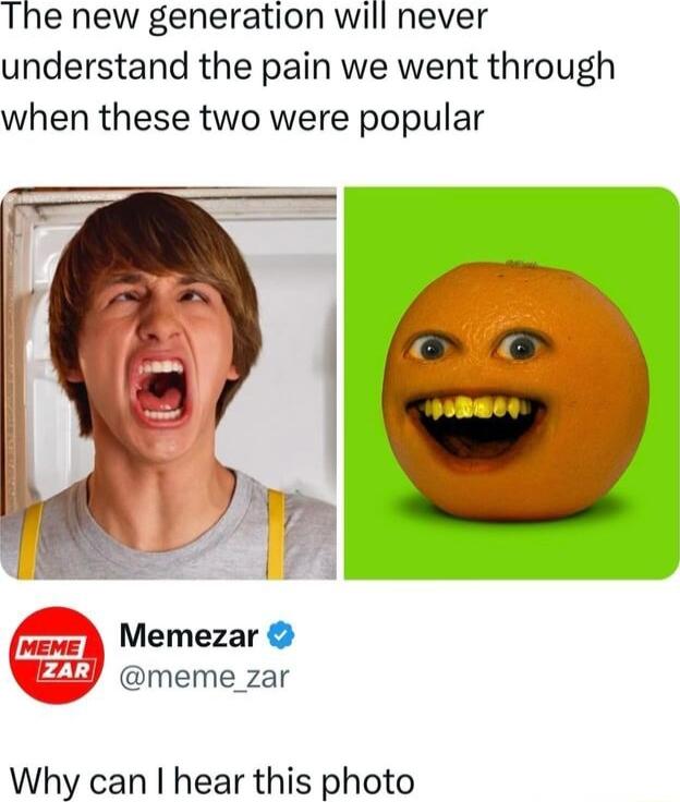 The new generation will never understand the pain we went through when these two were popular Memezar meme_zar Why can hear this photo