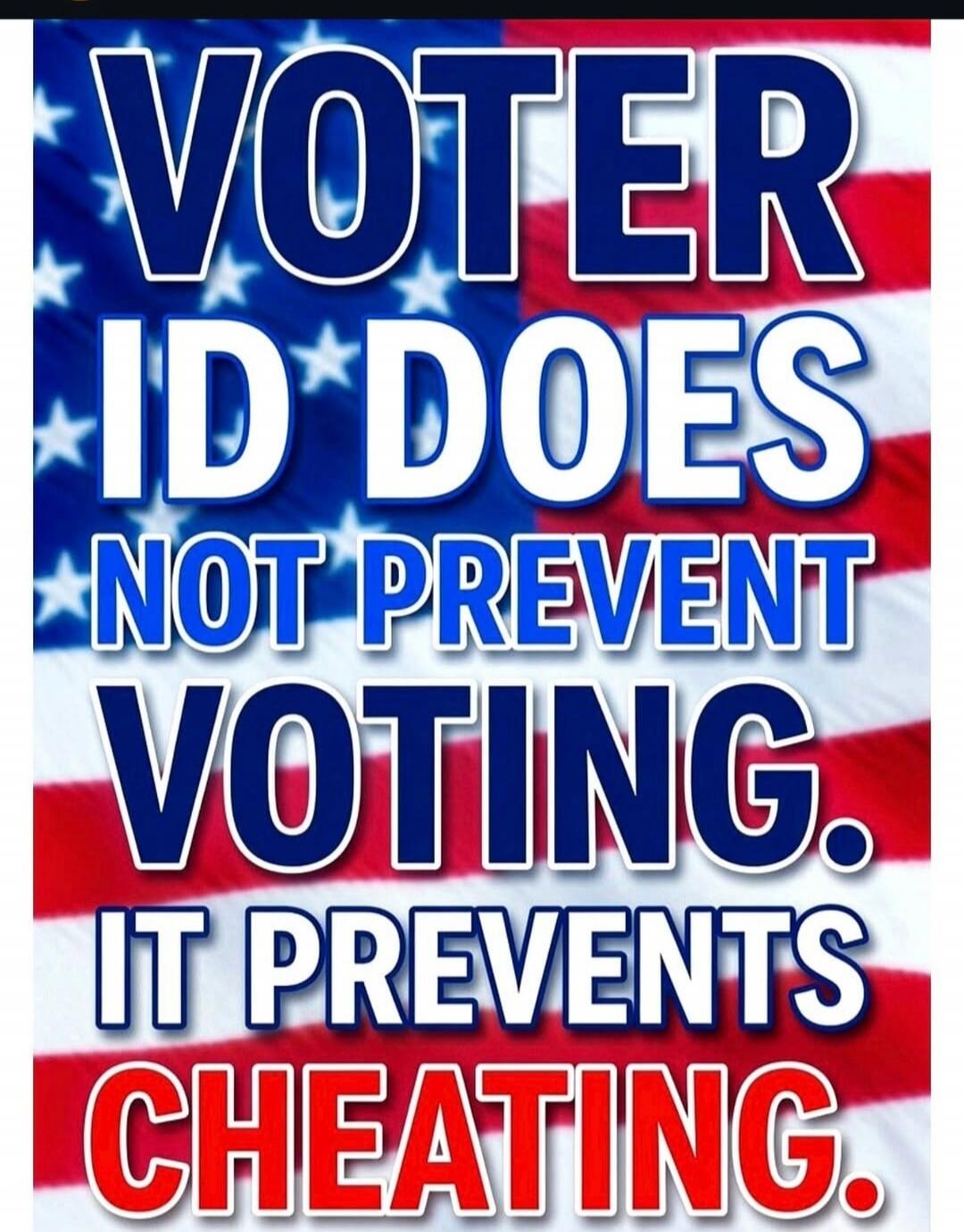 VOTER ID DOES NOT PREVENT VOTING. IT PREVENTS CHEATING.
