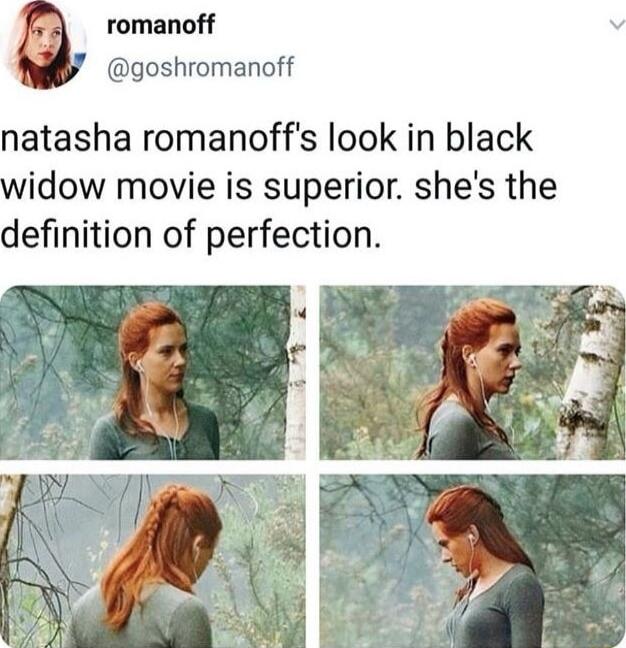 romanoff goshromanoff natasha romanoffs look in black idow movie is superior shes the definition of perfection