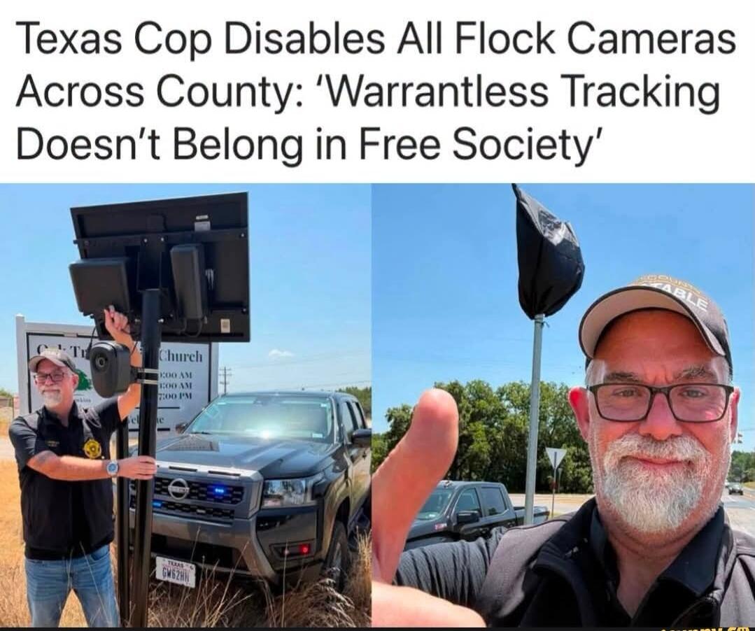 Texas Cop Disables All Flock Cameras Across County: 'Warrantless Tracking Doesn't Belong in Free Society'