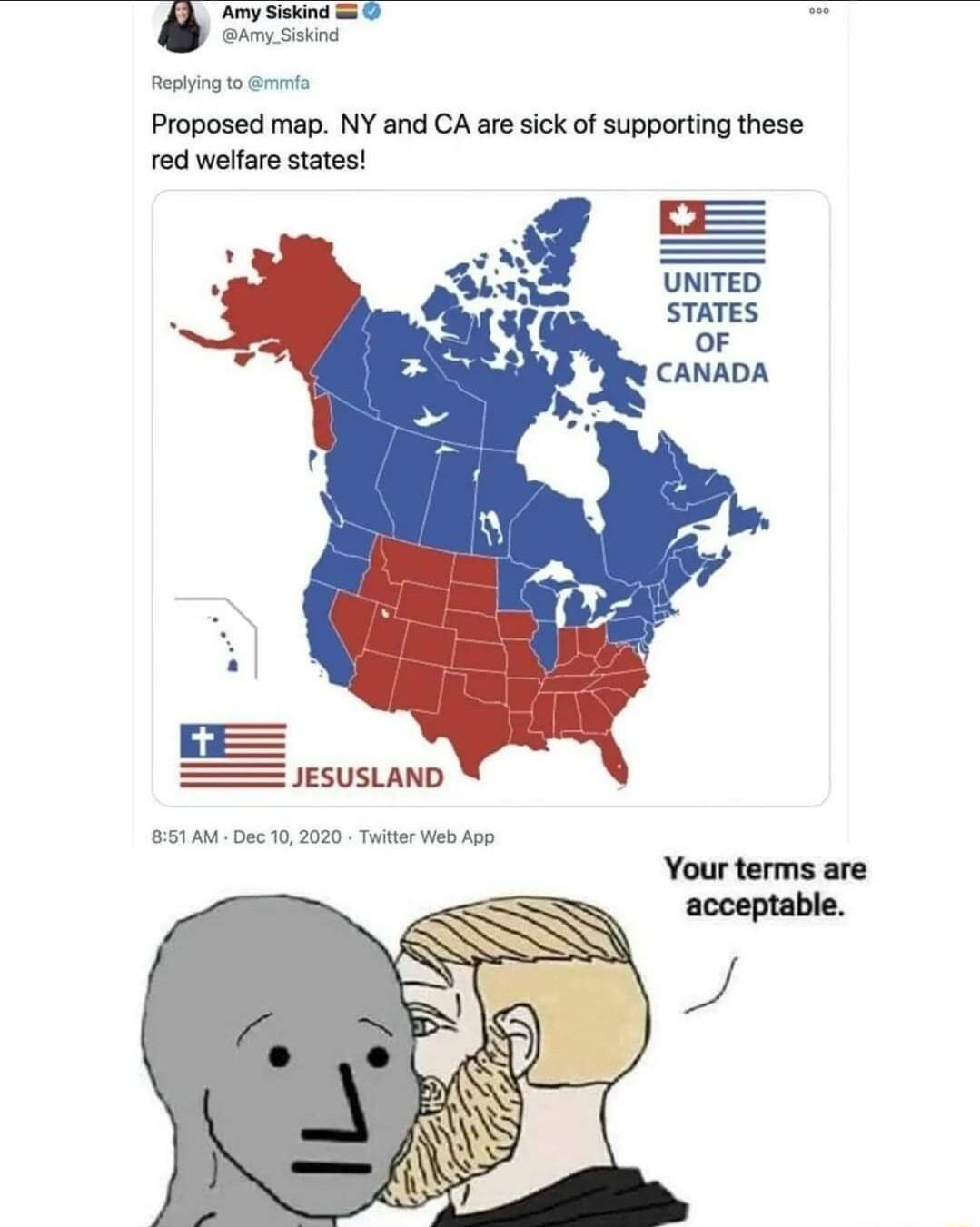 e Reoyrg o t Proposed map NY and CA are sick of supporting these red welfare states