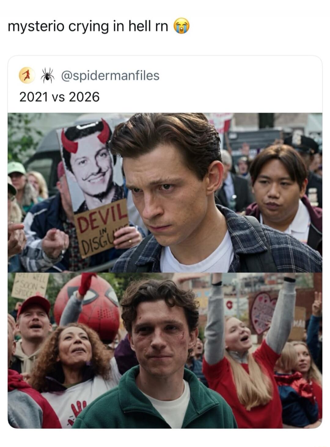 mysterio crying in hell rn 😭 @spidermanfiles 2021 vs 2026 DEVIL IN DISGUISE