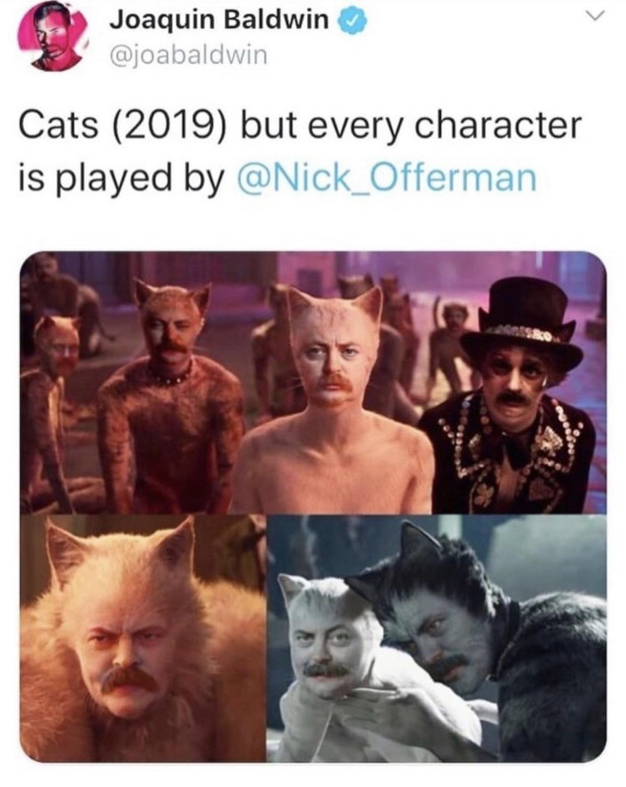 Joaquin Baldwin Cats 2019 but every character is played by