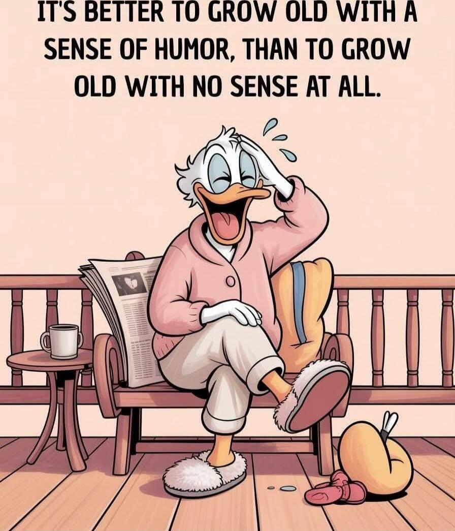 IT'S BETTER TO GROW OLD WITH A SENSE OF HUMOR, THAN TO GROW OLD WITH NO SENSE AT ALL.