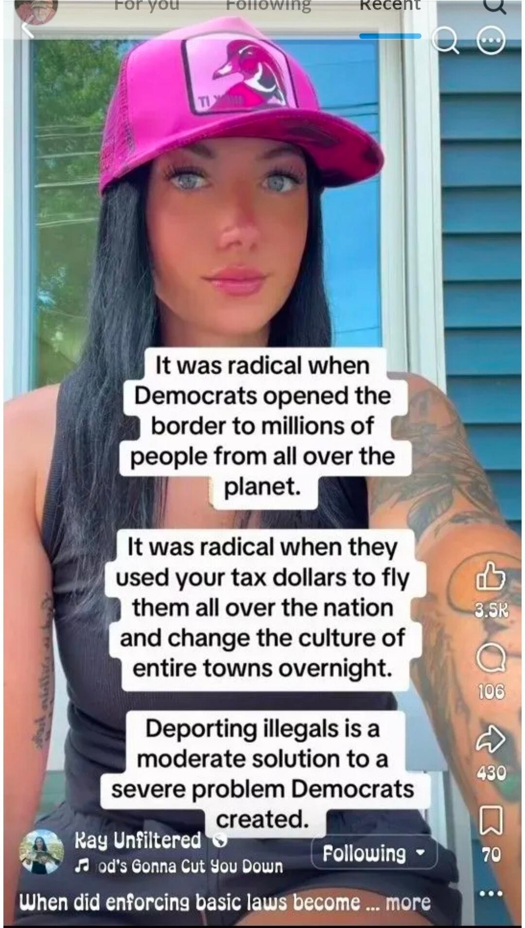 It was radical when Democrats opened the border to millions of people from all over the planet. It was radical when they used your tax dollars to fly them all over the nation and change the culture of entire towns overnight. Deporting illegals is a moderate solution to a severe problem Democrats created. When did enforcing basic laws become more. S