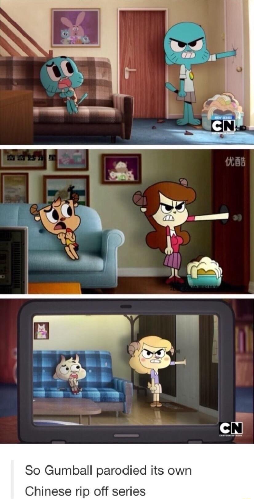 So Gumball parodied its own Chinese rip off series