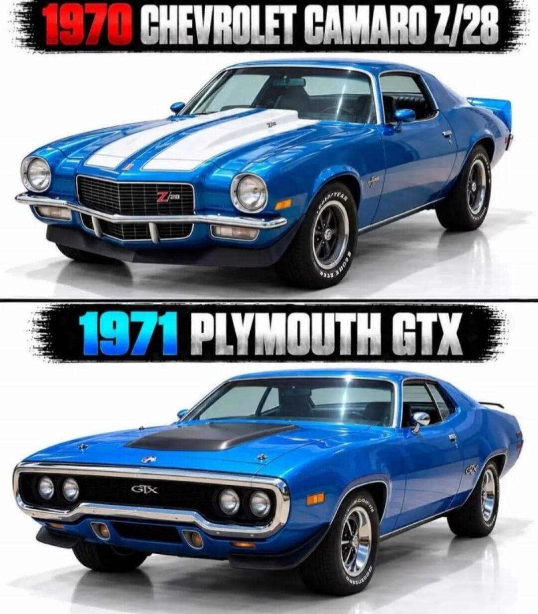 1970 CHEVROLET CAMARO Z/28
1971 PLYMOUTH GTX