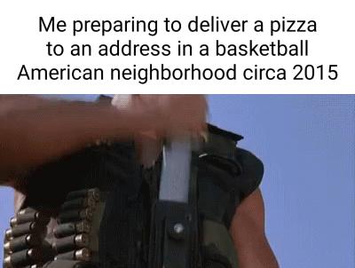 Me preparing to deliver a pizza to an address in a basketball American neighborhood circa 2015