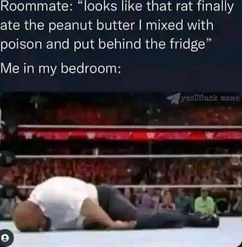 elelpplpp I eToL CRILGCR G A 1 R 10 F11 ate the peanut butter mixed with poison and put behind the fridge Me in my bedroom